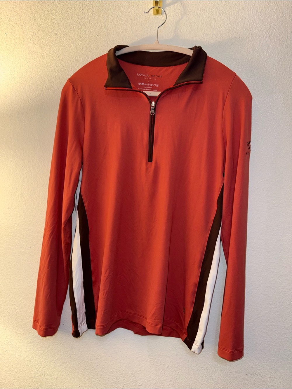 LOHLA SPORT The Solange Top Thermal Quarter-Zip Golf Pullover - Red/Brown/White